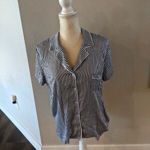NWT Splendid PJ Top Medium Vertical Heavenly Stripe Short Sleeves